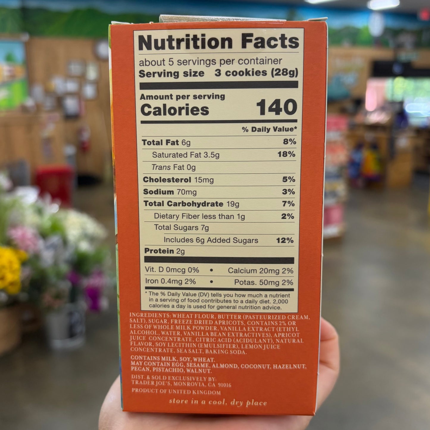 Trader Joe's All Butter Apricot Shortbread Cookies — Nutrition Facts