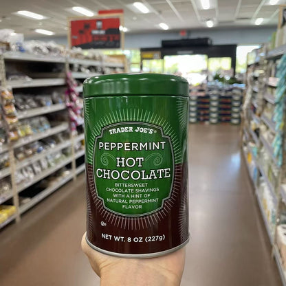 Trader Joe's Peppermint Hot Chocolate Premium Bittersweet Real Chocolate Shavings 8 oz