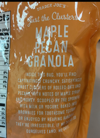Trader Joe's Just the Clusters Maple Pecan Granola, 16 oz