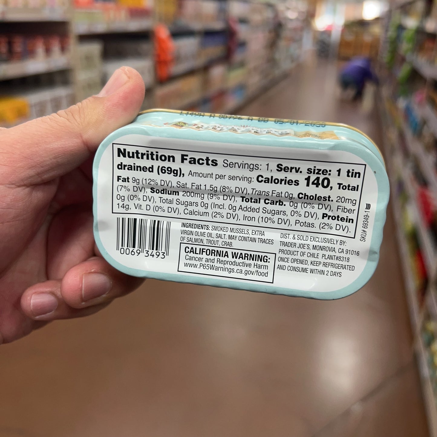Trader Joe's Lightly Smoked Mussels nutrition facts ingredients origin and barcode