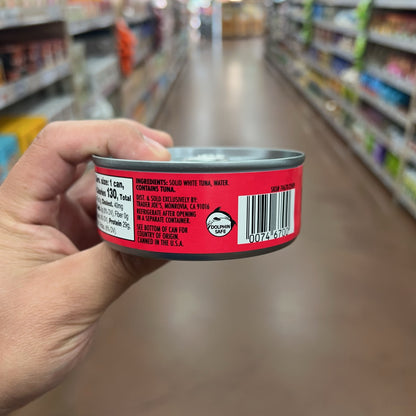 Ingredients, storage instructions, SKU and barcode for Trader Joe's No Salt Added Albacore Tuna