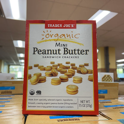 Front package view of Trader Joe's Organic Mini Peanut Butter Sandwich Crackers 7.5 oz