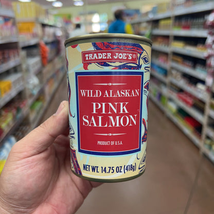 Trader Joe's Wild Alaskan Pink Salmon 14.75 oz front can packaging