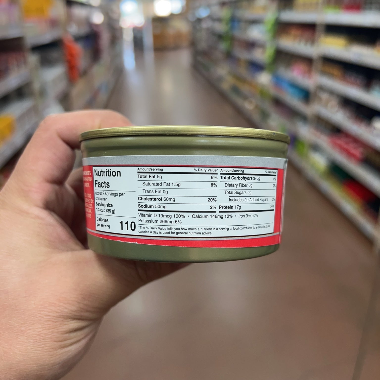 Nutrition Facts panel for Trader Joe's Wild Alaskan Pink Salmon Skinless Boneless No Salt Added