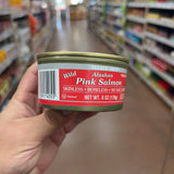 Trader Joe's Wild Alaskan Pink Salmon 6 oz side label with skinless boneless no salt added claims