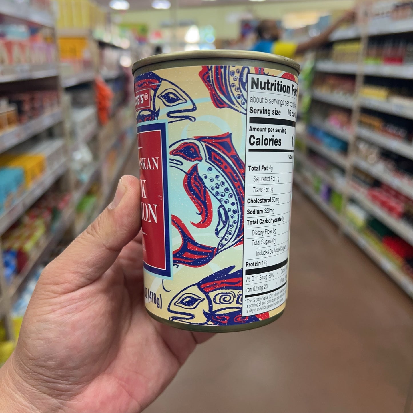 Trader Joe's Wild Alaskan Pink Salmon can side view