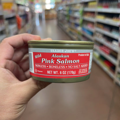 Trader Joe's Wild Alaskan Pink Salmon Skinless Boneless No Salt Added 6 oz front can