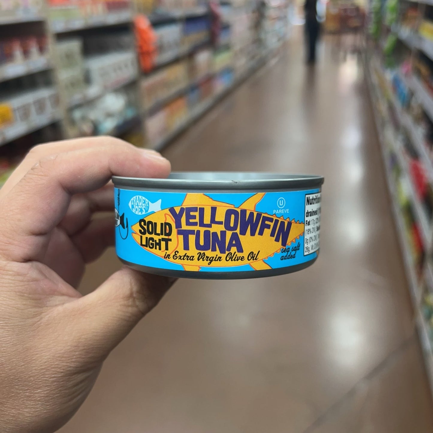 Trader Joe's Yellowfin Tuna barcode, SKU, net weight and drained weight