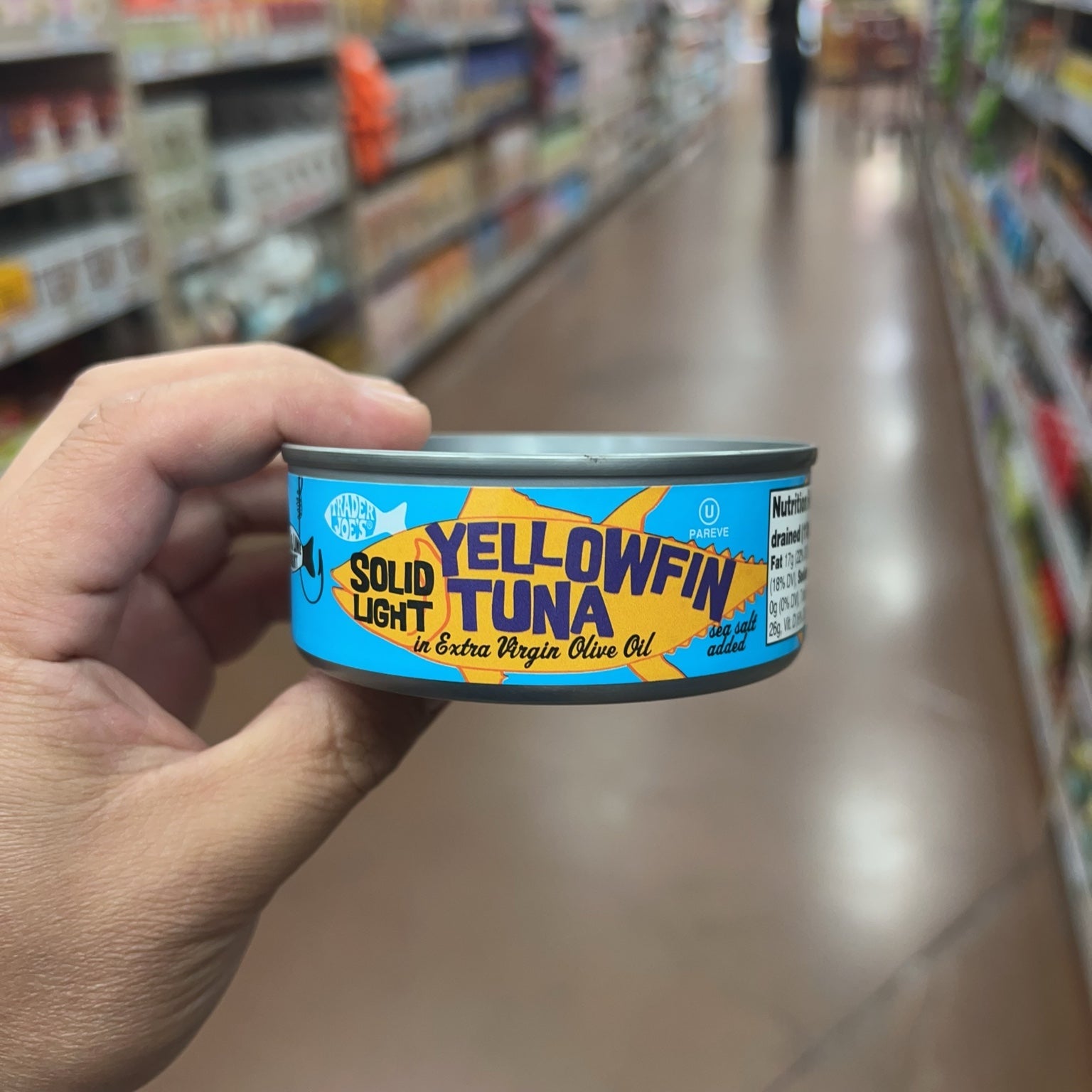 Trader Joe's Yellowfin Tuna barcode, SKU, net weight and drained weight