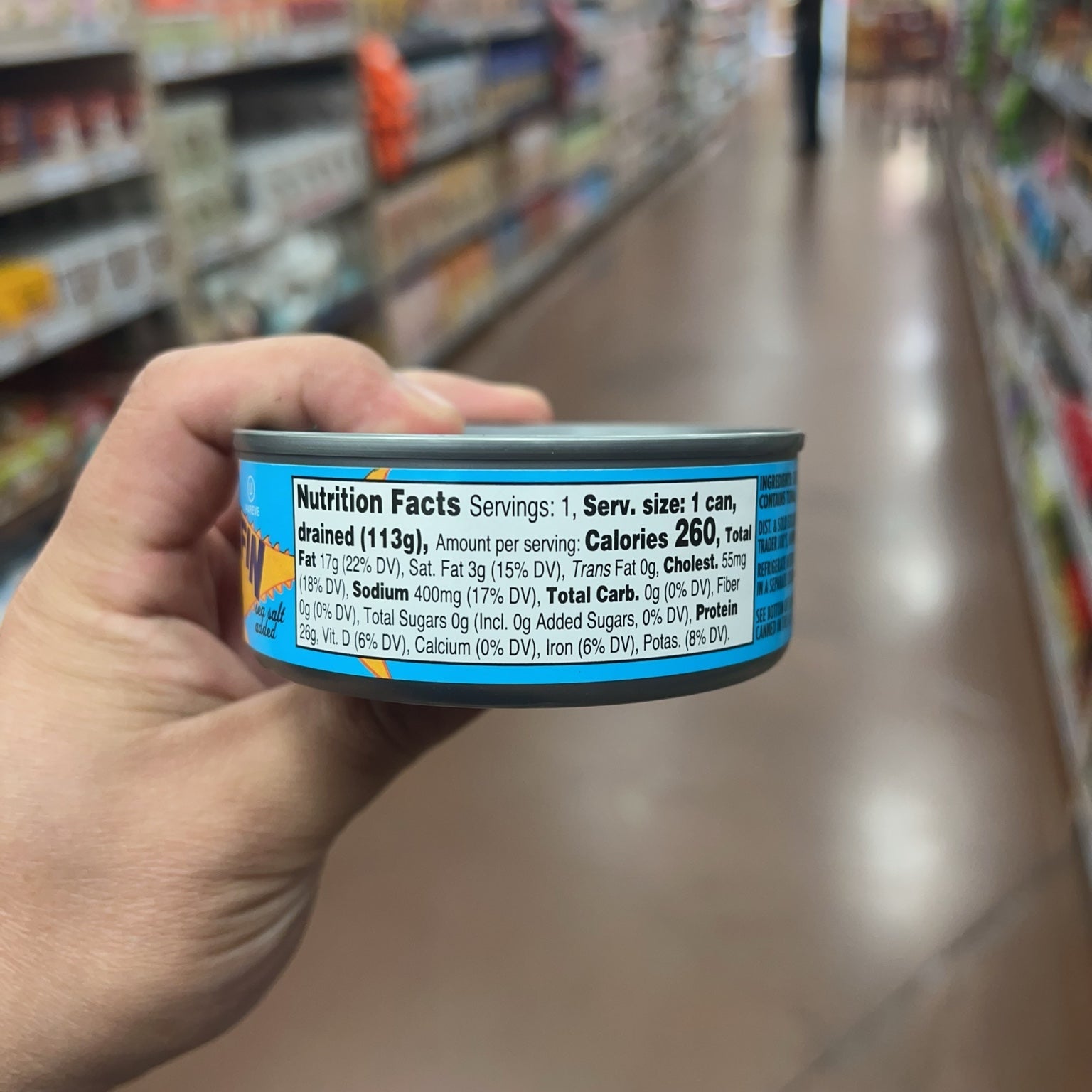 Trader Joe's Yellowfin Tuna ingredients, storage directions, SKU and barcode